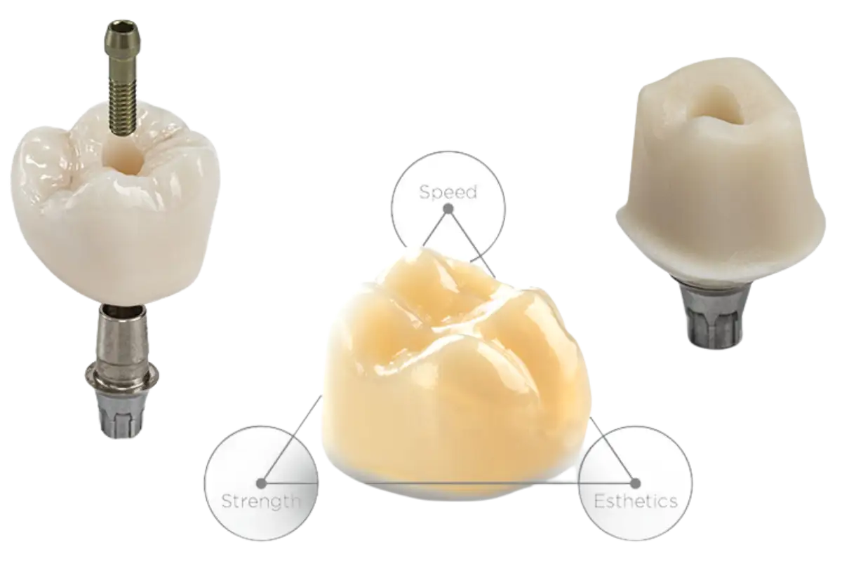 CORONA SOBRE IMPLANTES DISILICATO FRESADO CAD_CAM
